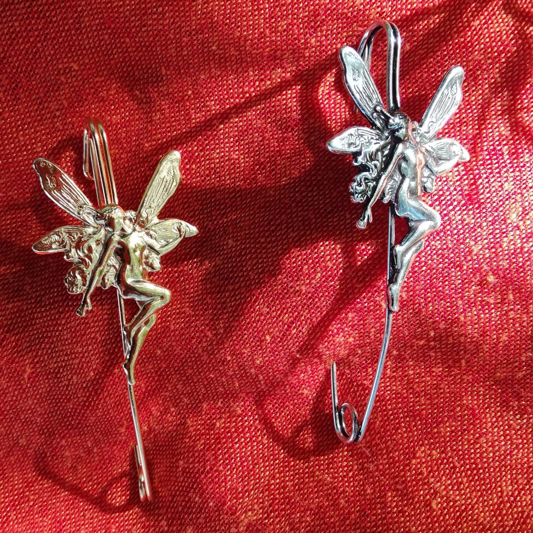 Elfen-Sicherheitsnadel, Tinker Bell, Silberne Oder Goldene Messingbrosche, Jugendstil-Brosche, Elfen-Naturbrosche, Hochzeits-Elfenbrosche von LeSauleRieur