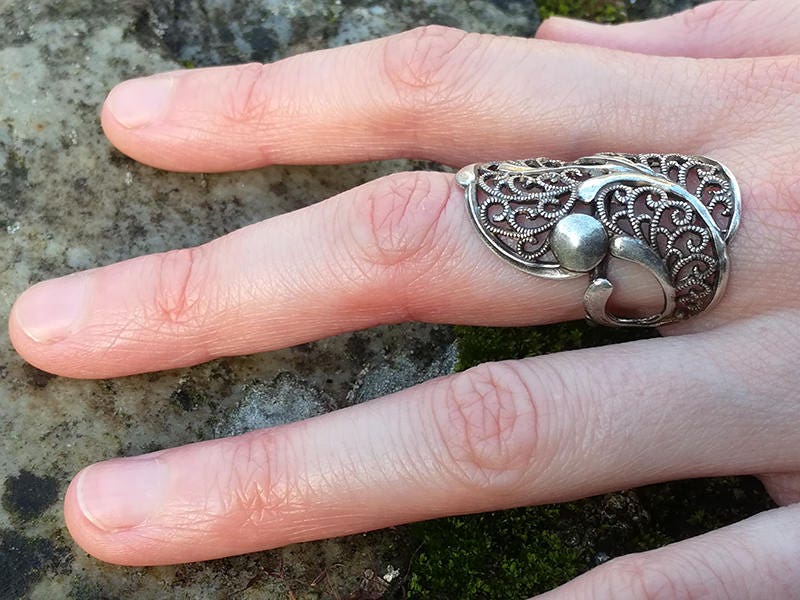 Filigraner Ring Loop Retro Steampunk Silber Messing Und Sterling Ring, Mittelalter Spitze Boho von LeSauleRieur
