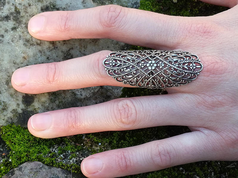 Großer Filigraner Mesh-Ring Aus Silbernem Messing Mit 925Er Silberring, Retro-Mittelalter-steampunk-Spitze von LeSauleRieur