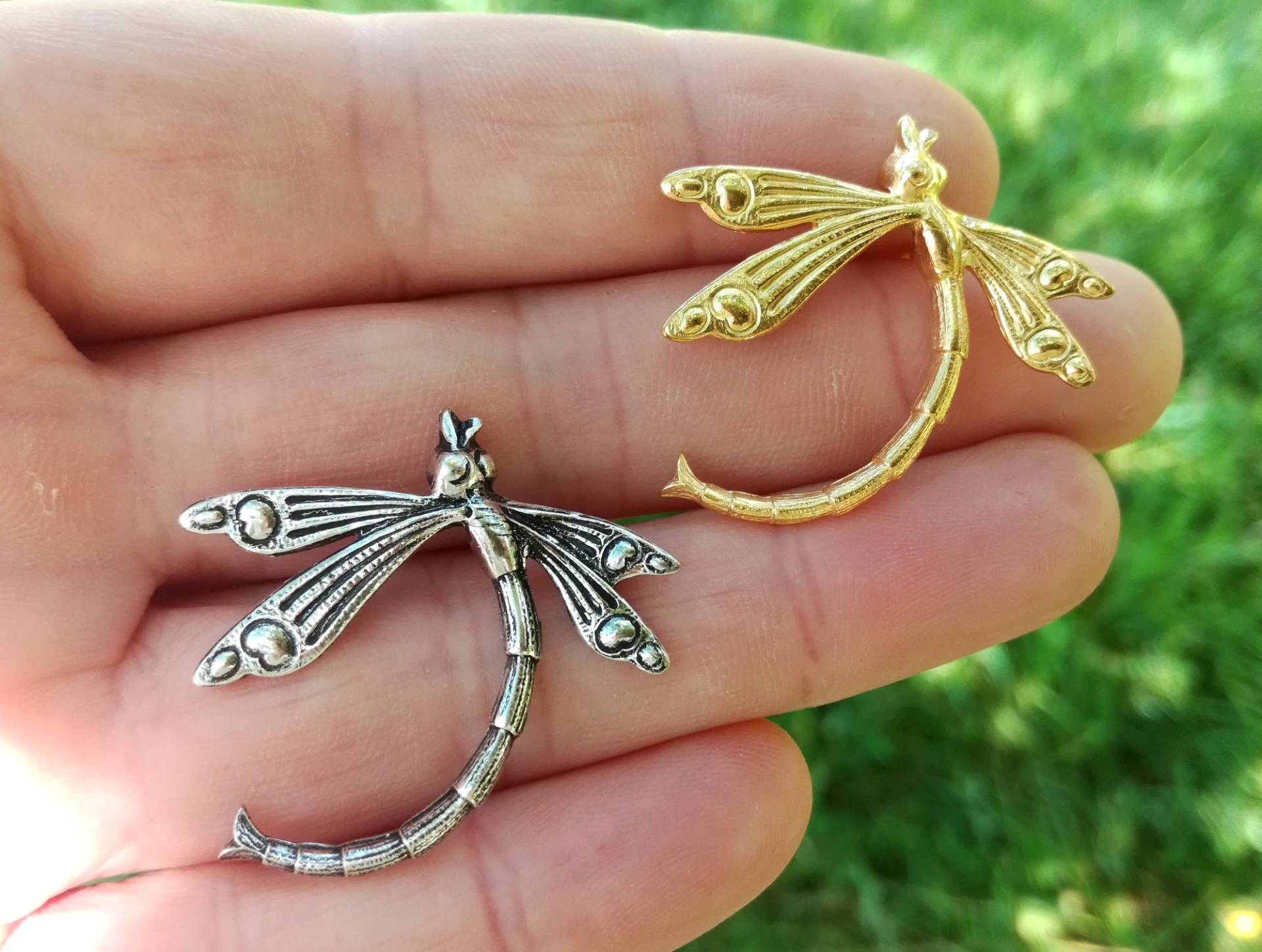 Libellen Brosche, Silber Oder Gold Messing Insekten Jugendstil Boho Demoiselle, Natur Brosche Für Frauen von LeSauleRieur