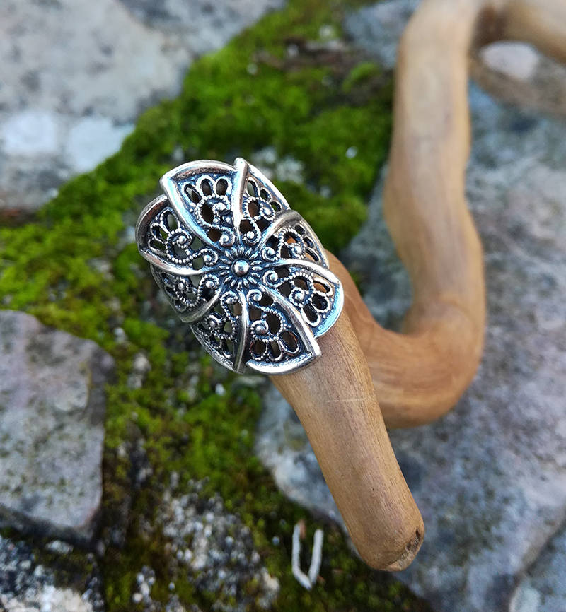 Ring Filigranes Spiralrad Silber Messing Und Sterling Silber, Boho Steampunk Mittelalter von LeSauleRieur