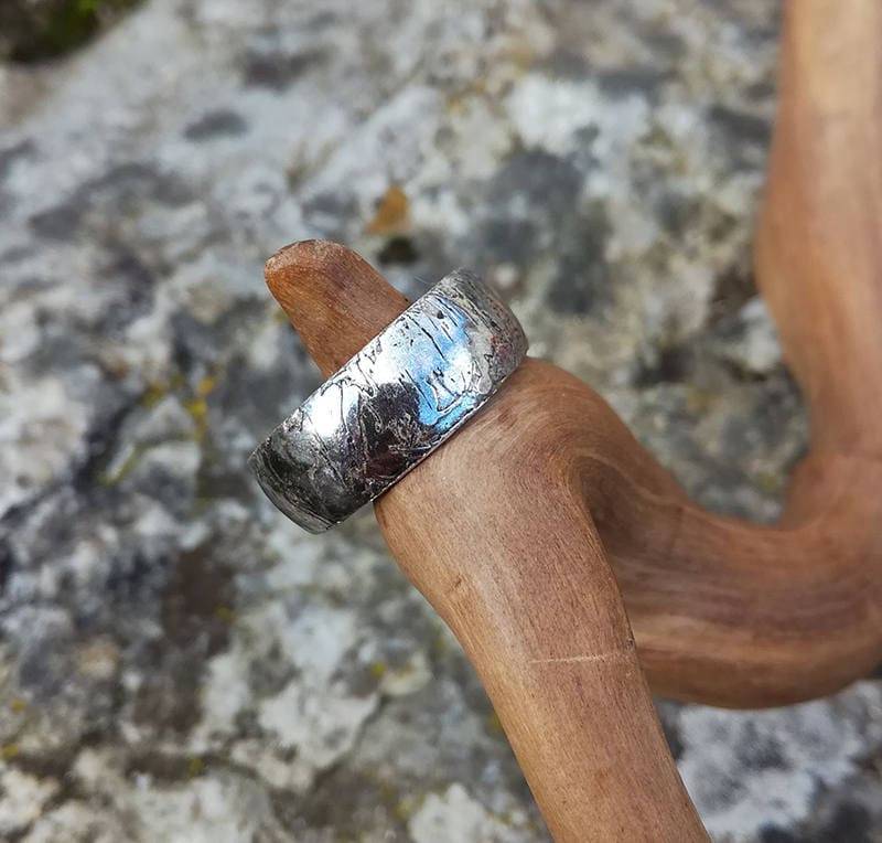 Geätzter Ring Auf Messingplatte Und Innenring Aus Sterlingsilber, Boho-Ring, Herrenring, Modern Classic Geätzter Ring Auf Messingplatte Und Innenring Aus Sterlingsilber, Boho-Ring, Herrenring, Modern Classic von LeSauleRieur