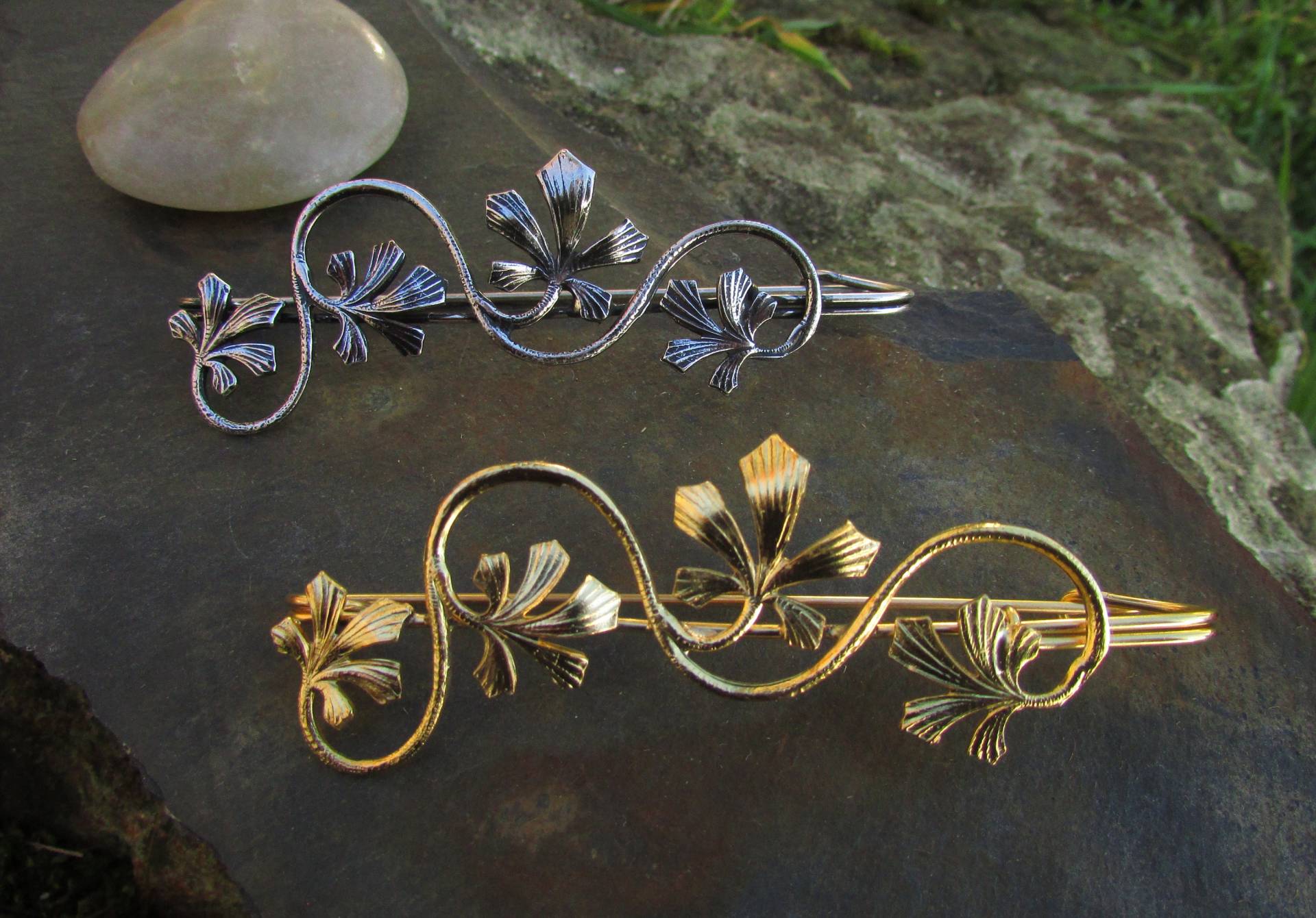 Sicherheitsnadel Aus Kastanienblättern, Pflanzenbrosche, Blatt Messing in Silber Oder Gold, Boho-Brosche, Accessoire Für Schals Und Mützen von LeSauleRieur