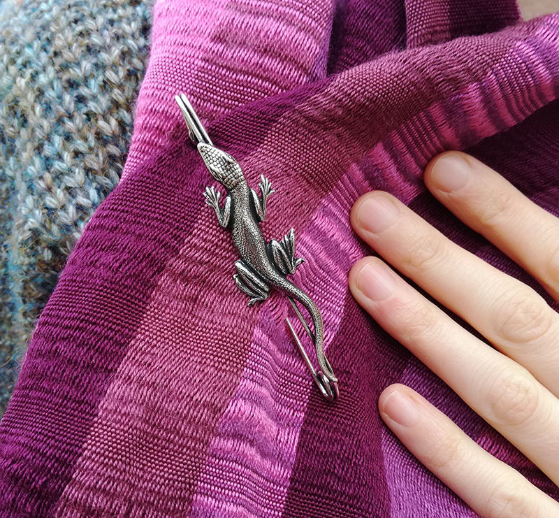 Silber Messing Eidechse Salamander Sicherheitsnadel, Jugendstil Reptilien Brosche Schuppen, Hüte Accessoire, Herren Tier von LeSauleRieur
