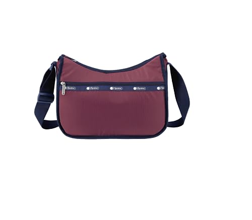 LeSportsac Grape Wine Classic Hobo Crossbody Bag + Kosmetiktasche, Stil 7520/Farbe R097, Burgunderrot & Marineblau vereinen, satte Juwelentöne & dezent schillernd, umweltfreundliches recyceltes von LeSportsac