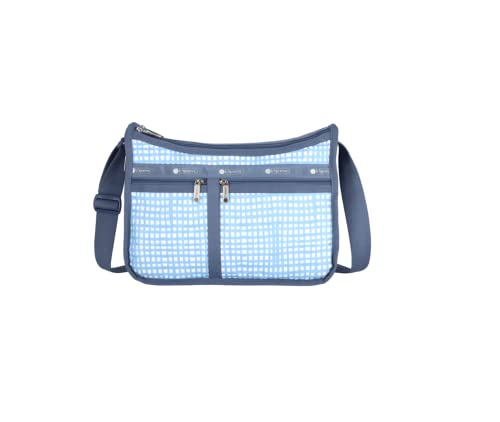 LeSportsac Painterly Weave Deluxe Everyday Crossbody-Tasche + Kosmetiktasche, Stil 7507/Farbe E612, verträumtes Himmelblau & knackiges Weiß, Free Size, Deluxe Everyday Crossbody-Tasche von LeSportsac