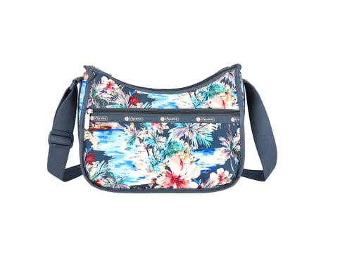 LeSportsac Tropical Vibes Klassische Hobo-Umhängetasche + Kosmetiktasche, Stil 7520/Farbe E629, festliches tropisches Paradies, Einheitsgröße, Klassische Hobo Crossbody Handtasche von LeSportsac