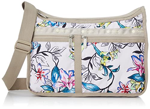 LeSportsac Wistful Florals Deluxe Everyday Crossbody-Tasche + Kosmetiktasche, Stil 7507/Farbe E543, lebendige und festliche volle Größe, bunte Blüten, Einheitsgröße, Deluxe Everyday Crossbody-Tasche von LeSportsac