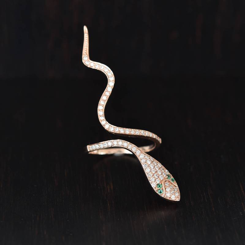 Smaragd Augen Schlange Ring, Smaragde & Diamant Schlangen Rosegold Smaragd Augen Schlange Ring, Smaragde & Diamant Schlangen Rosegold von LeTuncheDiamondRings