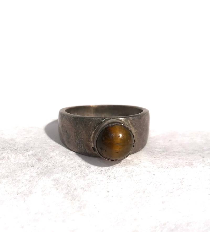 Handgemachter Tigerauge Sterling Silber Ring - Größe 7 von LeVintageAdvantage