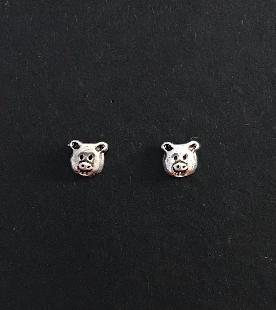 Schwein Ohrstecker Sterling Silber Schweinchengesicht | 5 Mm X 4 Mm Schwein Ohrstecker Sterling Silber Schweinchengesicht | 5 Mm X 4 Mm von LeVintageAdvantage