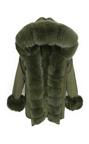Lea Marie Bubble PARKA XXL Kragen aus 100% ECHTPELZ ECHTFELL Jacke Mantel Pelztresse (Grün, XL) von Lea Marie