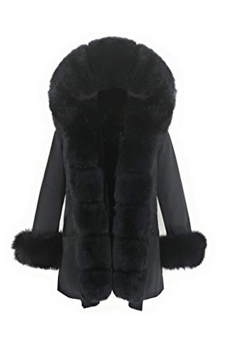 Lea Marie Bubble PARKA XXL Kragen aus 100% ECHTPELZ ECHTFELL Jacke Mantel Pelztresse (Schwarz, XS) von Lea Marie