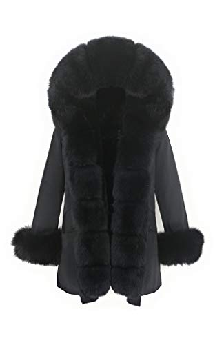 Lea Marie Bubble PARKA XXL Kragen aus 100% ECHTPELZ ECHTFELL Jacke Mantel Pelztresse (Schwarz, XXL) von Lea Marie