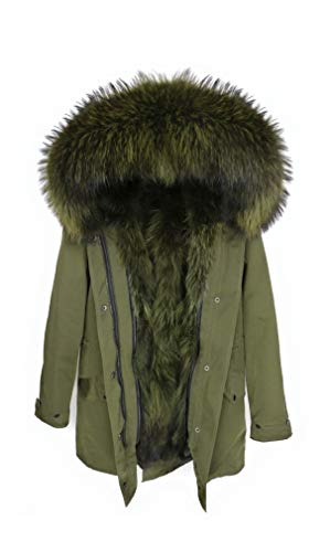 Lea Marie Damen Luxury PARKA XXL Kragen aus 100% ECHTPELZ ECHTFELL Jacke Mantel Fuchspelz Innenfutter (L, Camouflage) von Lea Marie