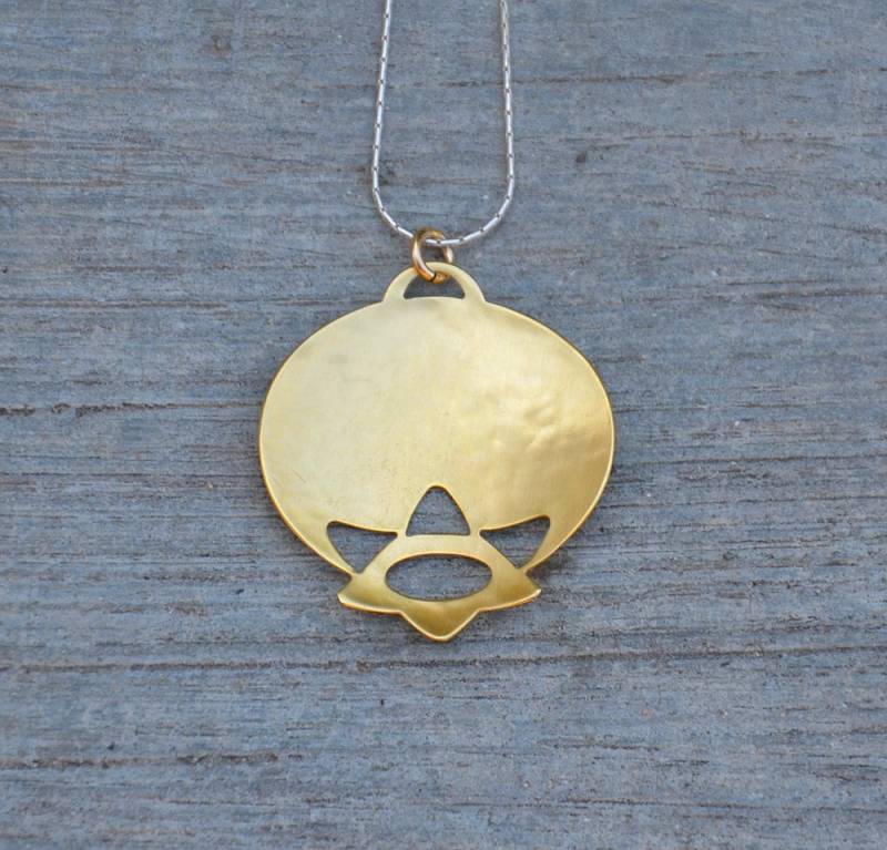 Granatapfel Gold Anhänger Davidstern Einzigartige Jejuda Design Luck Symbol Natur Inspiriert Handmade in Israel Statement Halskette von LeaBenArye