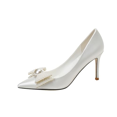 LeaHy Damen Pumps Spitze Zehen Elegant Fliege Perlen Brautschuhe Satin Hochzeitsschuhe Stiletto High Heels Court Shoes,White 7cm,39 EU LeaHy Damen Pumps Spitze Zehen Elegant Fliege Perlen Brautschuhe Satin Hochzeitsschuhe Stiletto High Heels Court Shoes,White 7cm,39 EU von LeaHy