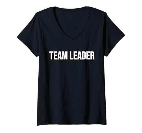Damen Teamleiter, auffälliger weißer Text, minimalistisches Design T-Shirt mit V-Ausschnitt Damen Teamleiter, auffälliger weißer Text, minimalistisches Design T-Shirt mit V-Ausschnitt von Leadership And Team Motivation Apparel