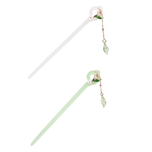 Leadigol 2 Stück Essigsäure Glocke Orchidee Haarstäbchen, antiker Stil, einfache Blume Quaste Haarspange für Frauen von Leadigol