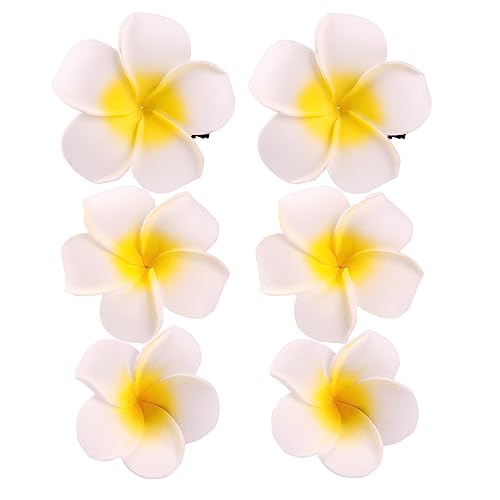 Leadigol 6 Stück hawaiianische Schaumstoff-Haarspangen, Plumeria-Blume, Schaumstoff-Haarspange, Brautschmuck, Hochzeit, Party, Strand, Blume, Schaumstoff-Haarspangen, Haar-Accessoire für Frauen von Leadigol