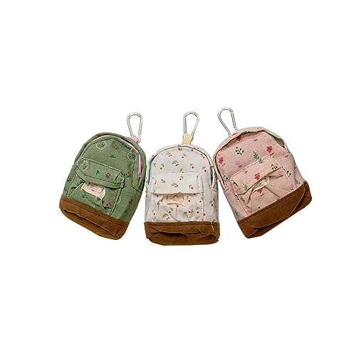 Leadigol Rucksack Stil Schlüsselanhänger Geldbörse Tasche, Leinwand Brieftasche Schlüssel Tasche Mini Floral Design Reißverschluss Taschen Kleine Geldbörsen Mini Rucksack Anhänger Münzbörse von Leadigol