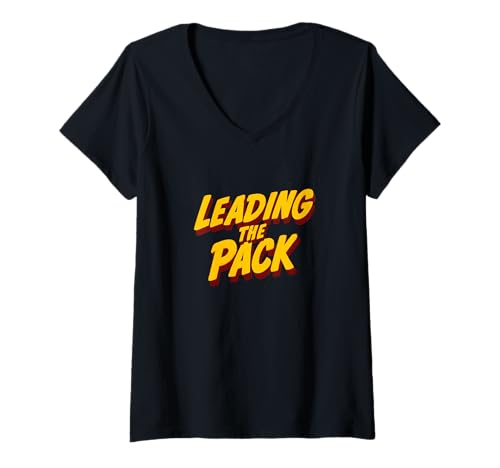 Damen Lustiges Leading The Pack Kostüm in coolen Farben T-Shirt mit V-Ausschnitt Damen Lustiges Leading The Pack Kostüm in coolen Farben T-Shirt mit V-Ausschnitt von Leading Outfit