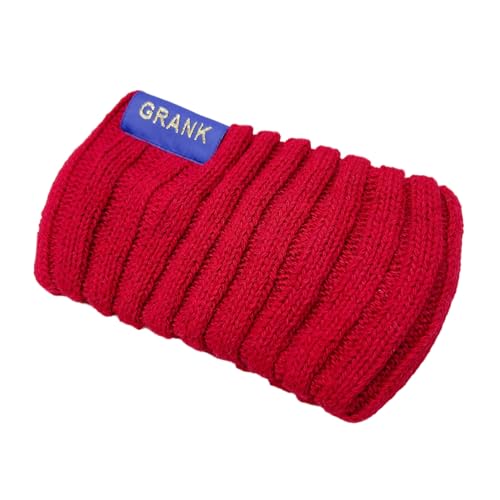 Elastisches Damen-Stirnband, Winter-Kopfbedeckung, dick, gestrickt, weich, einfarbig, hohe Elastizität, rutschfest, hält warm, Sport, Schweiß, Absor, Rot von Leadrop