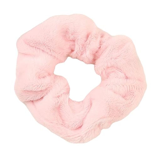 Frauen Haar Ring Hohe Elastische Anti-Rutsch Pferdeschwanz Halter Weiche Plüsch Einfarbig Haar Scrunchy Haar Band Dame Haar Acc Rosa von Leadrop