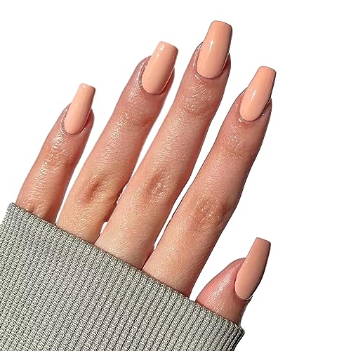 Gel Fake Nails Nail Art Patches Colorful Short Press on Set Diy Kit with Full Cover Artificial French Tip for Women Removable Wearable False Wedding Light Orange von Leadrop