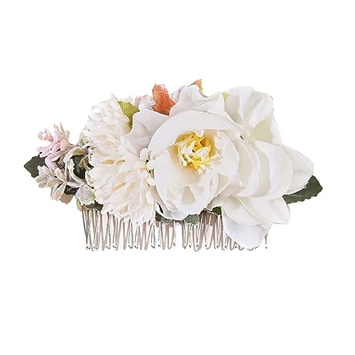 Haarkamm mit Blumenblättern, handgefertigt, für Mädchen, Weiß von Leadrop