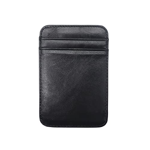 Kartenhalter Slim Kleine Brieftasche Kunstleder Einfarbig Führerschein Kreditkarte Fall Business Use, Schwarz von Leadrop