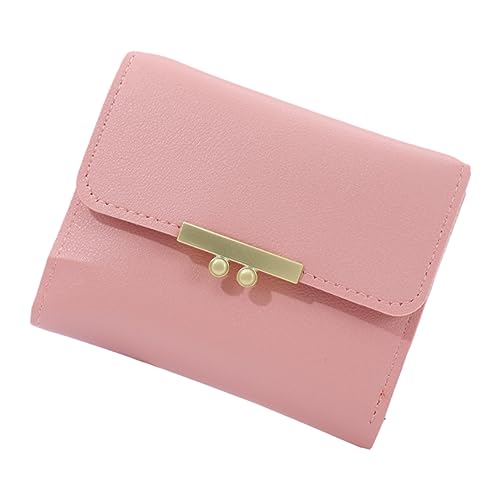 Kunstleder Geldbörse Slim Coin Purs Tri-fold mit mehreren Kartenfächern Tasche Durable Damen Geld Tasche Druckknopf Verschluss Wasserdicht, rose, Einheitsgröße von Leadrop