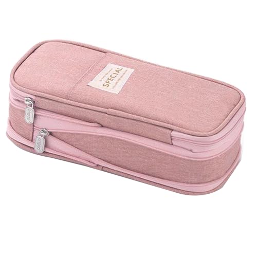 Leadrop Schreibwaren-Organizer, Stift-Organizer, großes Fassungsvermögen, Stifttasche, tragbare Aufbewahrung, Organizer-Tasche, Reißverschluss, Schreibwaren, Bleistiftbeutel, Bürobedarf Pink Pink von Leadrop