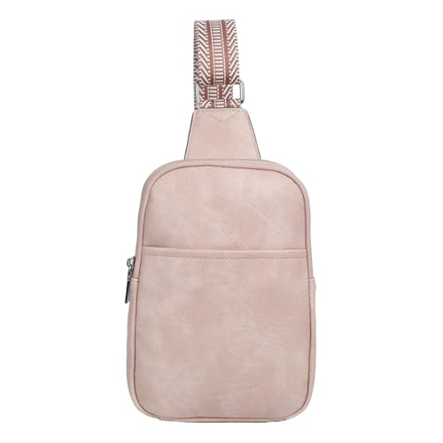 Messenger Bag Crossbody Fanny Pack with Zipper Large Capacity Wear Resistant Faux Leather Small Sling Bag Chest Bag for Women, rose, Einheitsgröße von Leadrop