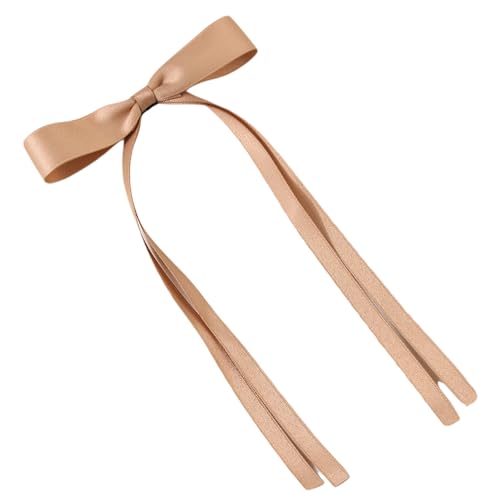 Vielseitiger Haarschmuck für Damen, Satin-Schleife, Retro-Stil, lang, einfarbig, rutschfest, Pferdeschwanz-Dekoration, Haarnadel, Khaki von Leadrop