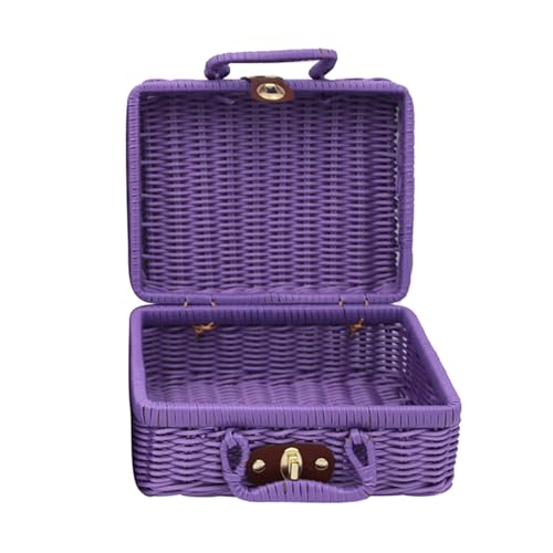 Vintage Rattan Woven Storage Case Makeup Holder Suitcase Sundries Organizer Box von Leadrop