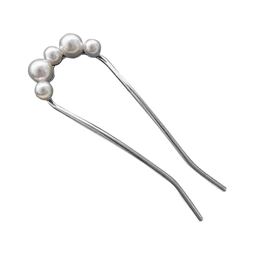 Französische Haarnadel, elegant, Kunstperlen, rutschfest, lang, dick, Hochsteckfrisur, Metall, U-Form, Haarnadel, Haarnadel, Haarschmuck für Damen und Mädchen von Leadthin