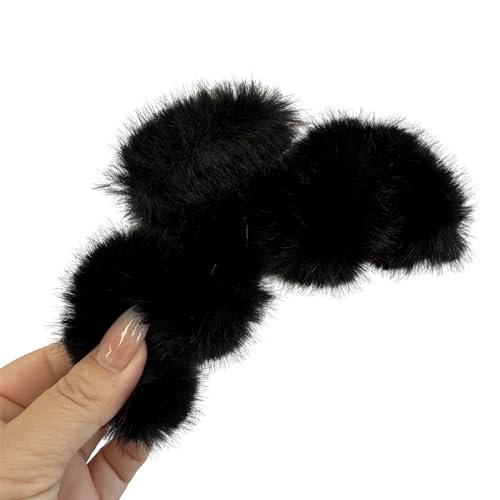 Haarschmuck, Frauen Haar greifen Fuzzy Plüsch Einfarbig Weiche Starke Klaue Anti-Rutsch Anti-Bruch Vintage Welle Form Haar Fixierung Dekoration Haar von Leadthin