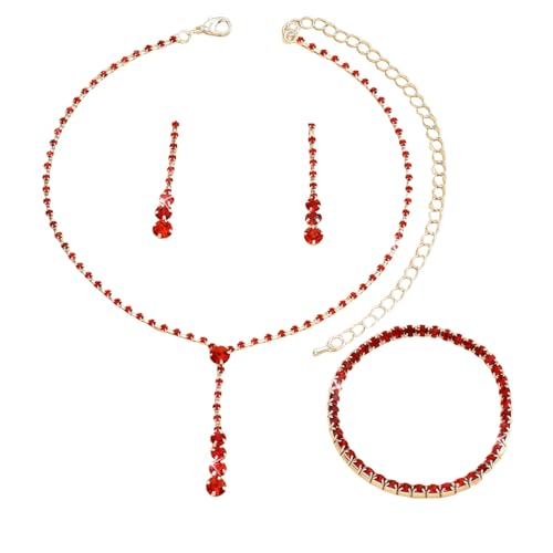 Leadthin 3-teiliges Damen-Schmuck-Set, einreihig, einreihig, eingelegte Halsketten, Ohrringe, Armbänder, leichte Schmuckstücke für Weihnachten, Muttertag, Wie beschrieben, Kein edelstein von Leadthin