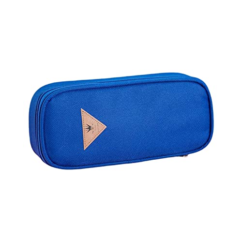 Leadthin Schreibwaren-Box mit großem Fassungsvermögen, einfarbig, Oxford-Stoff, dreieckiges Muster, Federmäppchen, Studentenpreis, dunkelblau, Schulranzen-Set von Leadthin