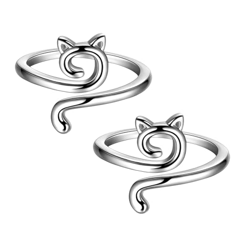 Offene Ringe für Damen, verstellbar, hohle Kopfform, glatt, poliert, Retro-Fingerringe, täglicher Knöchelring, Damenschmuck, 2 Stück, Wie beschrieben, Kein Edelstein von Leadthin