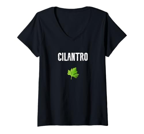 Damen Koriander Korianderblatt Mexikanische Lebensmittelliebhaber Kräuterpflanze Vegan T-Shirt mit V-Ausschnitt Damen Koriander Korianderblatt Mexikanische Lebensmittelliebhaber Kräuterpflanze Vegan T-Shirt mit V-Ausschnitt von Leaf Mexican Cilantro Coriander Gifts