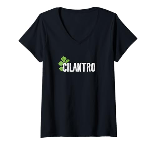 Damen Koriander Korianderblatt Mexikanische Lebensmittelliebhaber Kräuterpflanze Vegan T-Shirt mit V-Ausschnitt Damen Koriander Korianderblatt Mexikanische Lebensmittelliebhaber Kräuterpflanze Vegan T-Shirt mit V-Ausschnitt von Leaf Mexican Cilantro Coriander Gifts