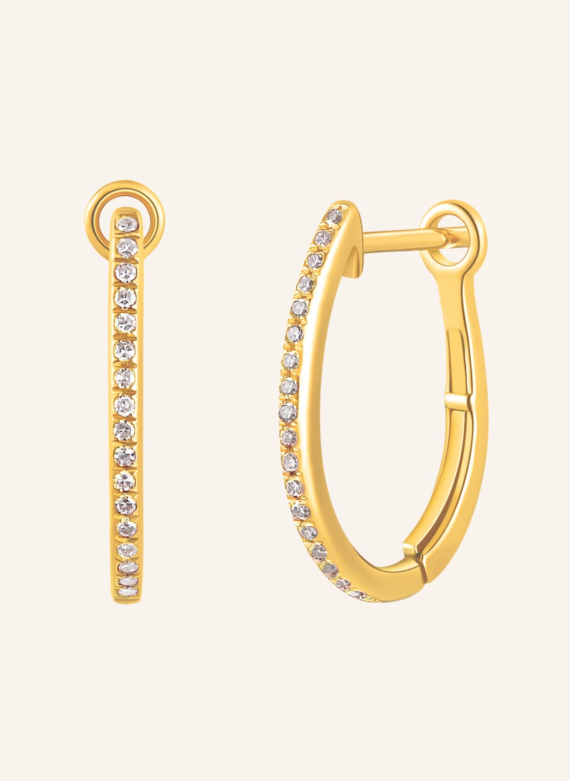 Leaf Creolen Oval S Aus 18 Karat Gelbgold Mit Diamanten gold von Leaf