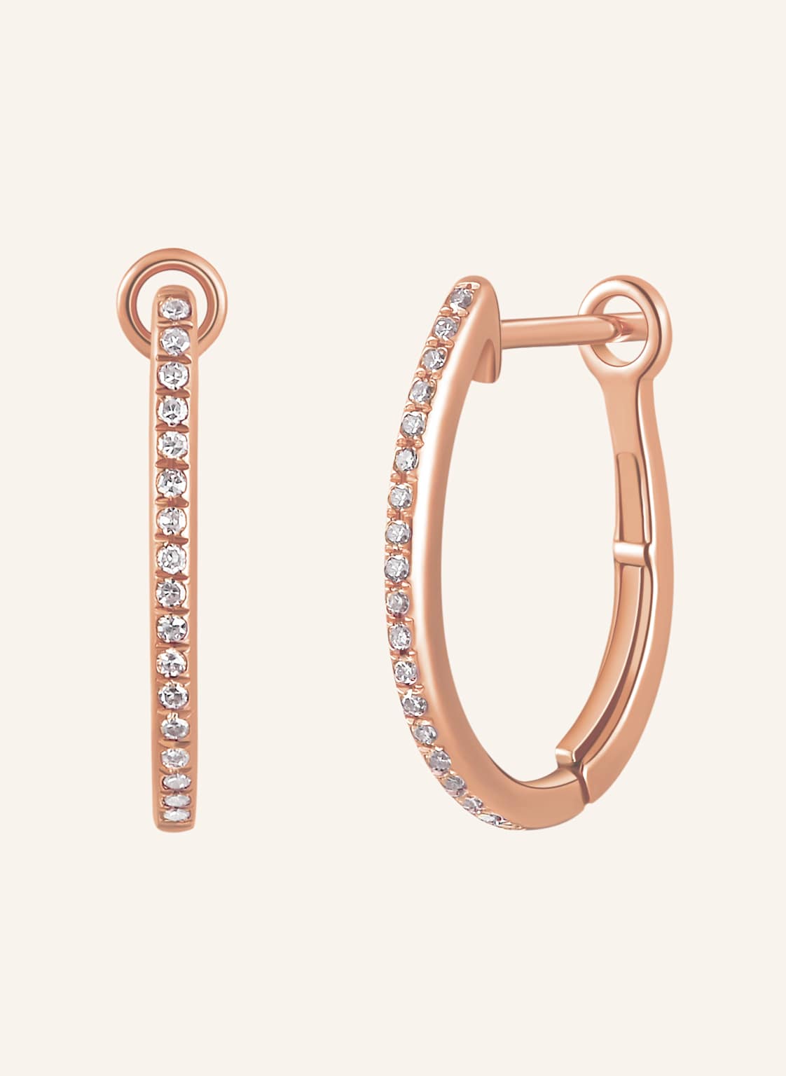 Leaf Creolen Oval S Aus 18 Karat Rosébgold Mit Diamanten rosegold von Leaf