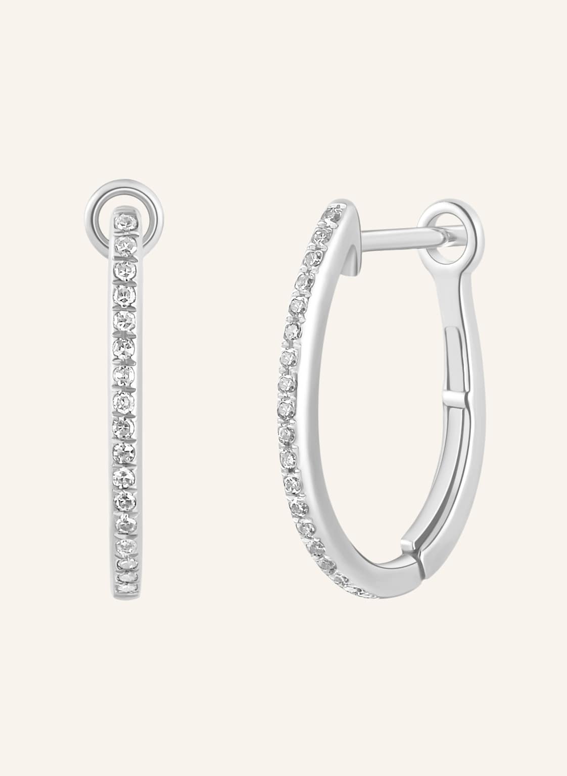 Leaf Creolen Oval S Aus 18 Karat Weißgold Mit Diamanten silber von Leaf