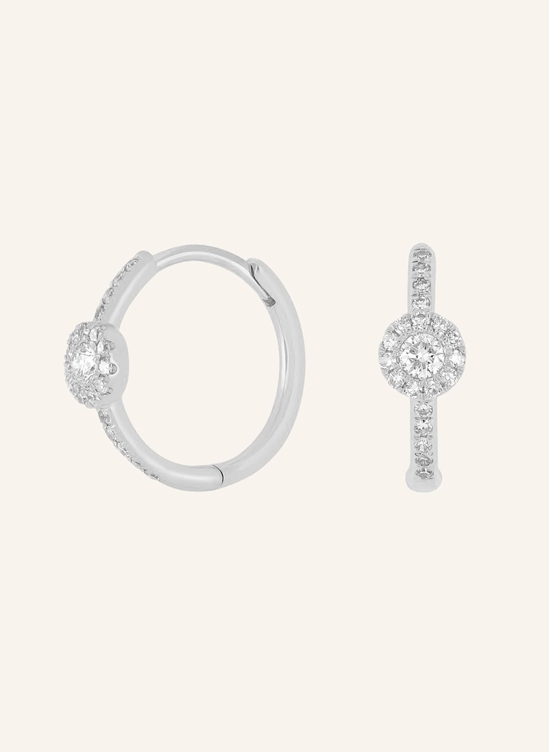 Leaf Creolen Pave Ii Aus 14 Karat Weißgold Mit Diamanten silber von Leaf