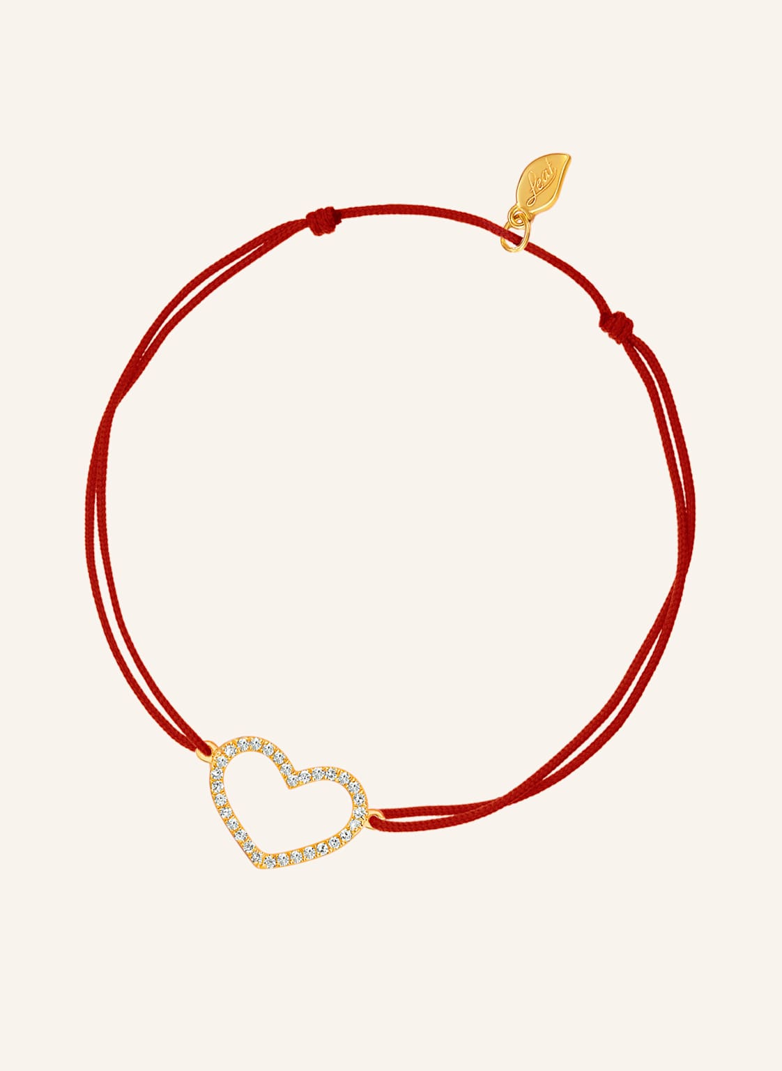 Leaf Freundschaftsarmband Heart Aus 18 Karat Gelbgold Mit Diamanten rot von Leaf