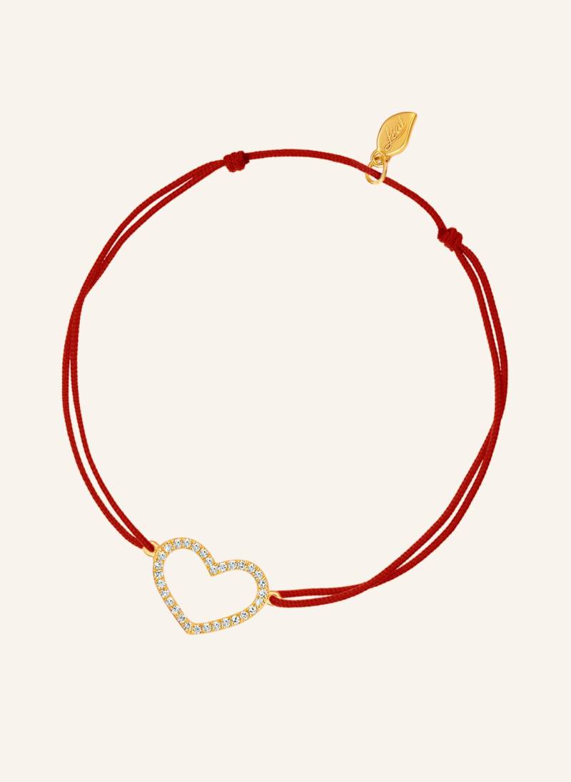 Leaf Freundschaftsarmband Heart Aus 18 Karat Gelbgold Mit Diamanten rot von Leaf