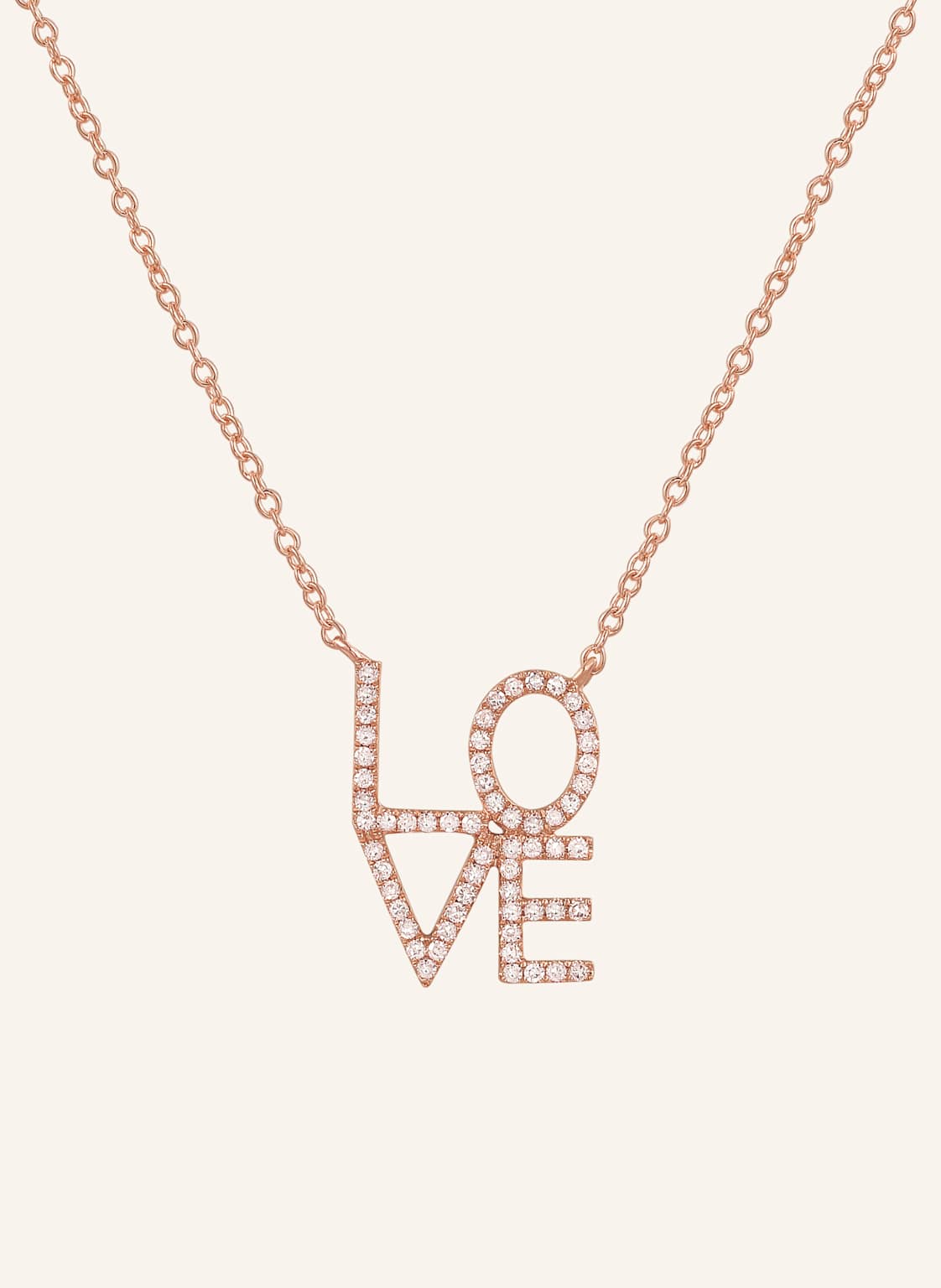 Leaf Halskette Love Aus 18 Karat Roségold Mit Diamanten rosegold von Leaf